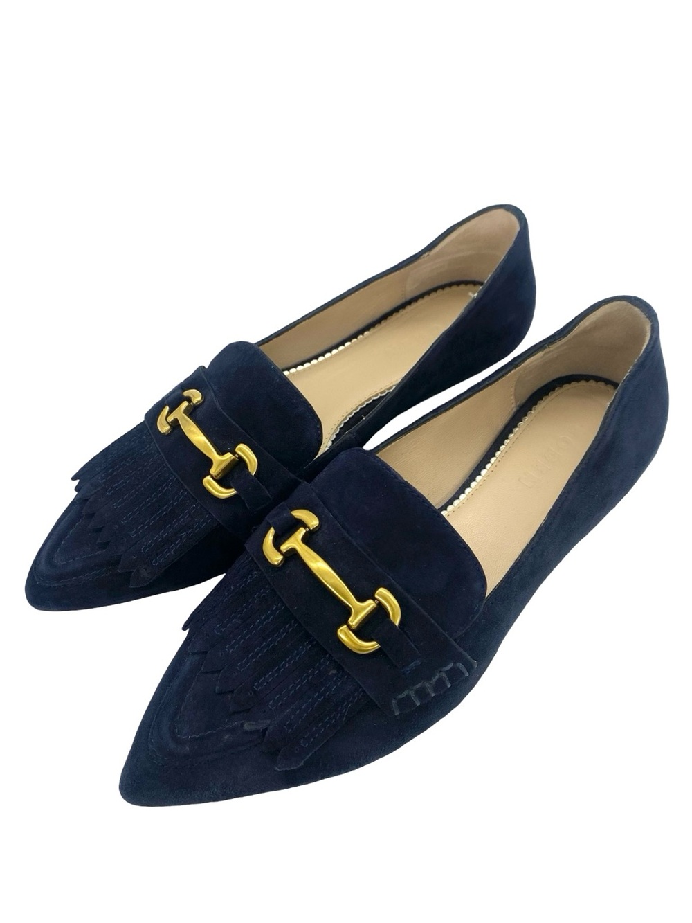 Boden Iris Ghillie Navy Blue Suede Loafer Flats Size 38 / US size 7